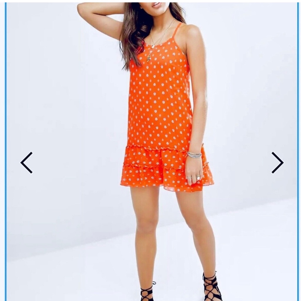 Abercrombie & Fitch Red Drop Ruffle Spaghetti Strap Mini Dress Small
